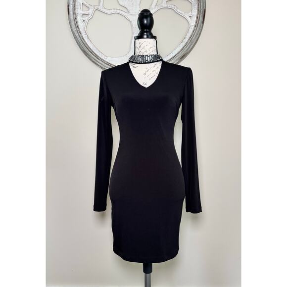 Jodi Kristopher Black Bodycon Dress Women’sSize 1 Small Long Sleeve Stretch Mini - Picture 2 of 8